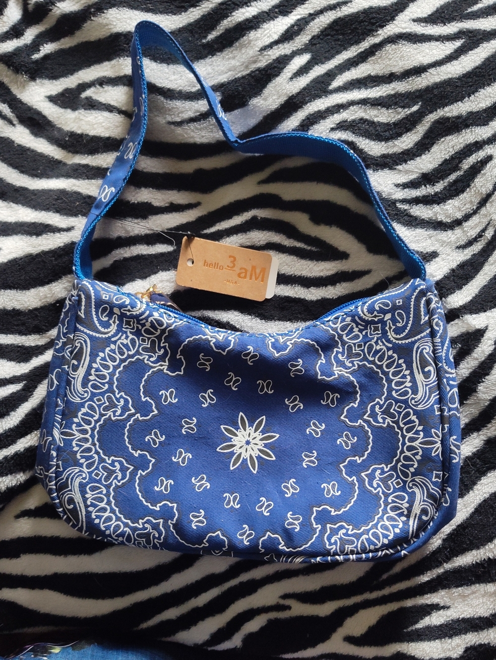 Blue Bandana-Print Shoulder Bag